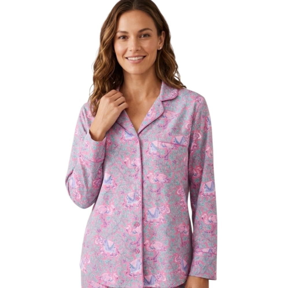 Printfresh Elephant and Flamingo Novelty Print‎ Pajama Top Medium